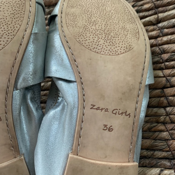 Zara Shoes Zara Girls Silver Ballet Flats Poshmark